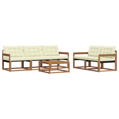 Комплект дивани за открито 6 pcs Натурален и Крема