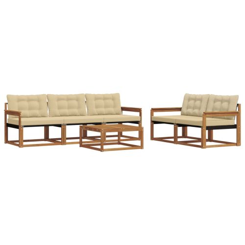 Комплект дивани за открито 6 pcs Натурален и Бежов