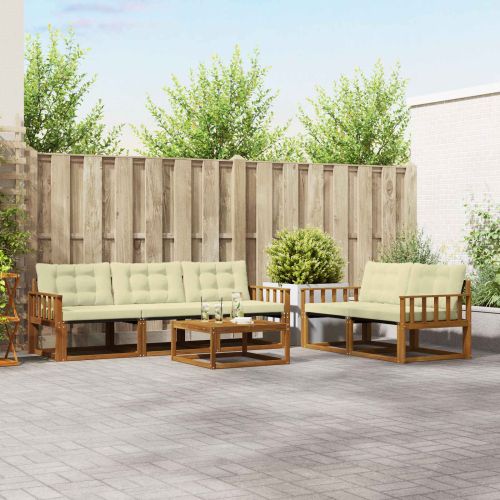 Комплект дивани за открито 6 pcs Натурален и Крема