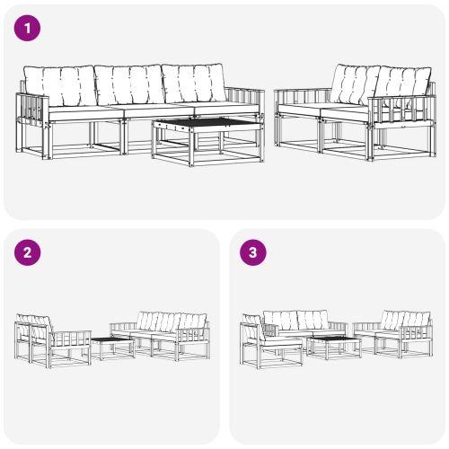 Комплект дивани за открито 6 pcs Натурален и Крема