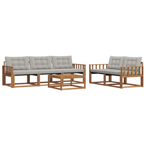 Комплект дивани за открито 6 pcs Естествено и светло сиво