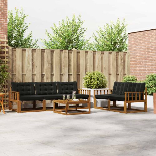 Комплект дивани за открито 6 pcs Естествено и черно