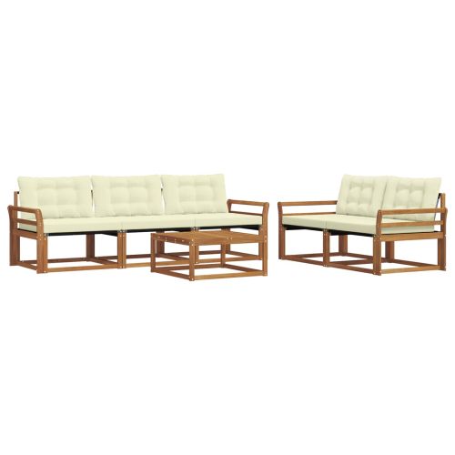 Комплект дивани за открито 6 pcs Натурален и Крема