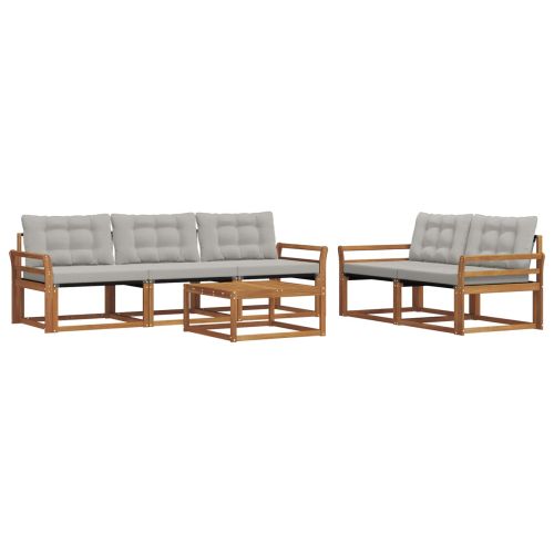 Комплект дивани за открито 6 pcs Естествено и светло сиво