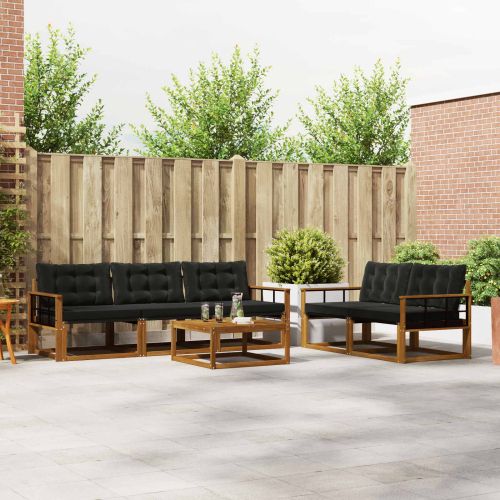 Комплект дивани за открито 6 pcs Естествено и черно