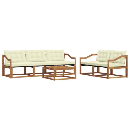 Комплект дивани за открито 6 pcs Натурален и Крема