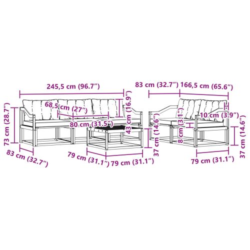 Комплект дивани за открито 6 pcs Естествено и черно