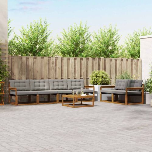 Комплект дивани за открито 7 pcs Естествено и светло сиво