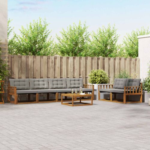 Комплект дивани за открито 7 pcs Естествено и светло сиво