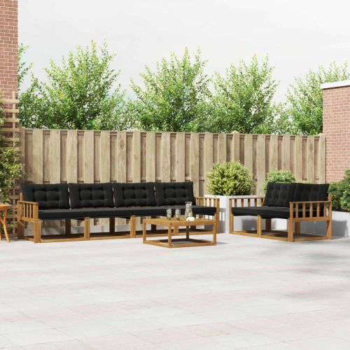 Комплект дивани за открито 7 pcs Естествено и черно