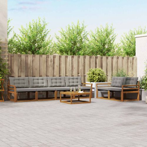 Комплект дивани за открито 7 pcs Естествено и светло сиво