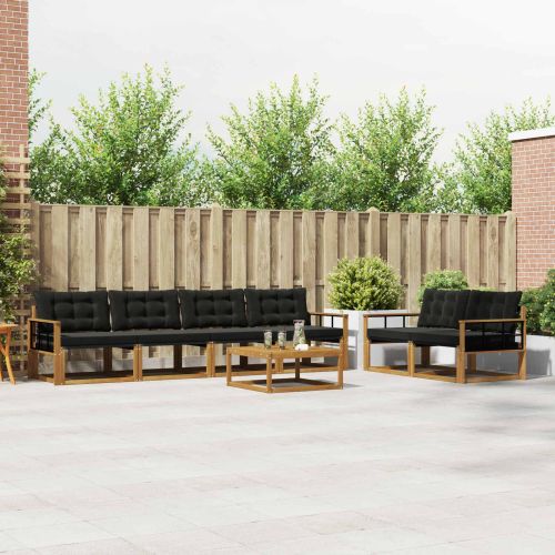 Комплект дивани за открито 7 pcs Естествено и черно