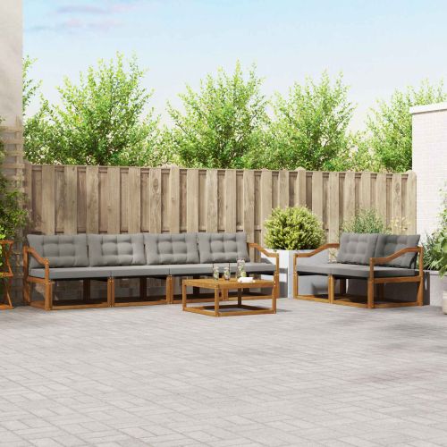 Комплект дивани за открито 7 pcs Естествено и светло сиво