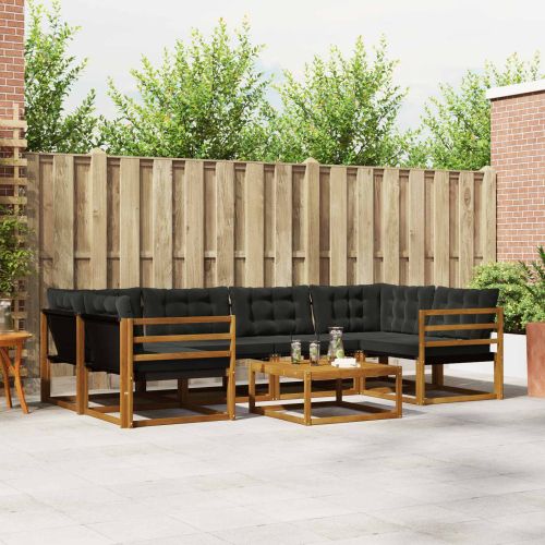 Комплект дивани за открито 7 pcs Естествено и черно