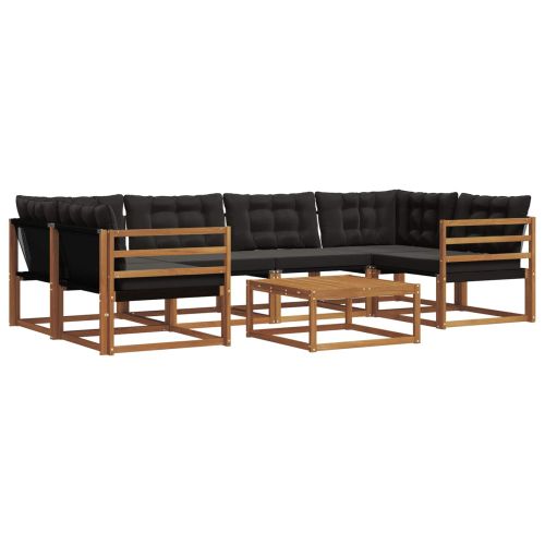 Комплект дивани за открито 7 pcs Естествено и черно
