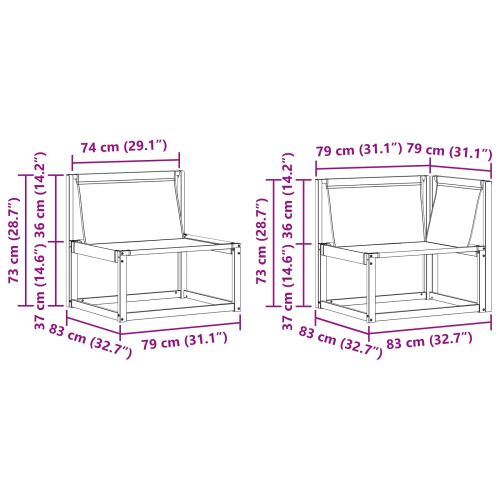 Комплект дивани за открито 7 pcs Естествено и черно
