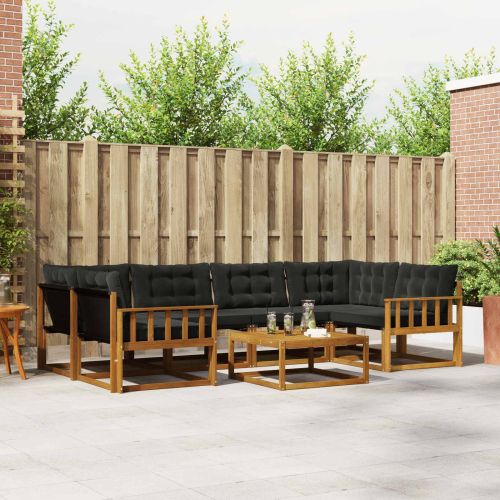 Комплект дивани за открито 7 pcs Естествено и черно