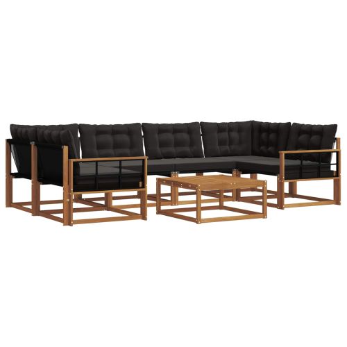Комплект дивани за открито 7 pcs Естествено и черно