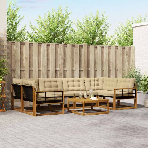 Комплект дивани за открито 7 pcs Натурален и Бежов