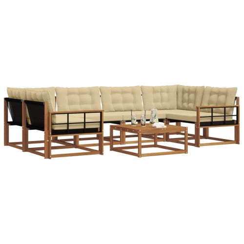 Комплект дивани за открито 7 pcs Натурален и Бежов