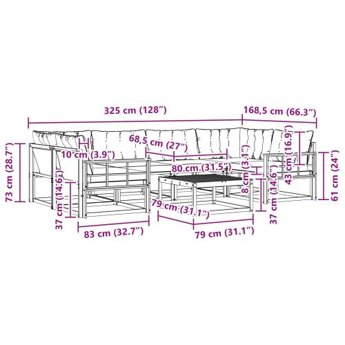 Комплект дивани за открито 7 pcs Натурален и Бежов