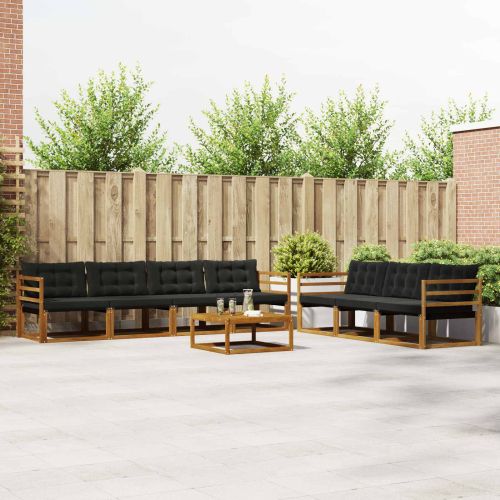 Комплект дивани за открито 8 pcs Естествено и черно