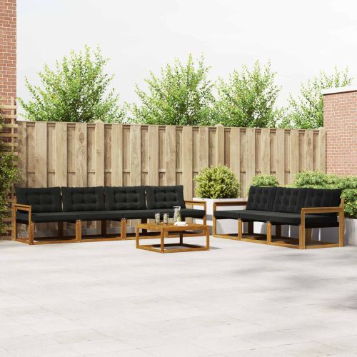 Комплект дивани за открито 8 pcs Естествено и черно