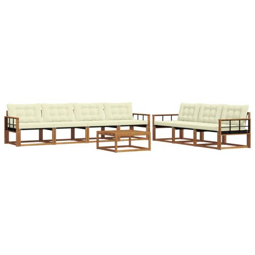 Комплект дивани за открито 8 pcs Натурален и Крема