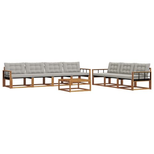 Комплект дивани за открито 8 pcs Естествено и светло сиво