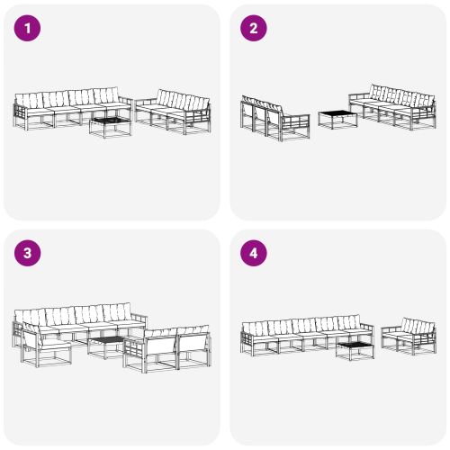 Комплект дивани за открито 8 pcs Естествено и черно