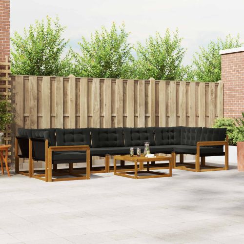 Комплект дивани за открито 8 pcs Естествено и черно