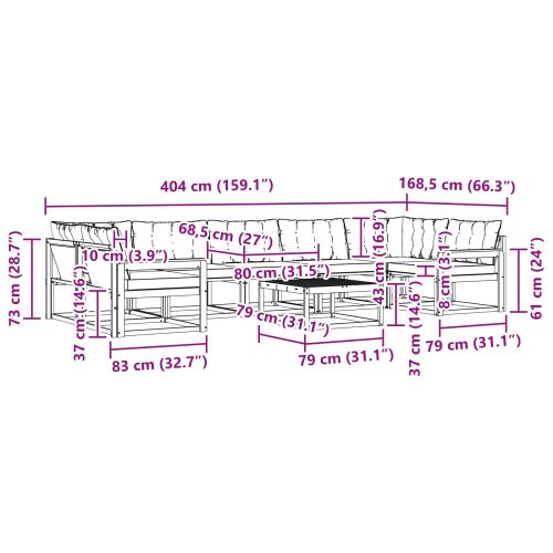 Комплект дивани за открито 8 pcs Естествено и черно