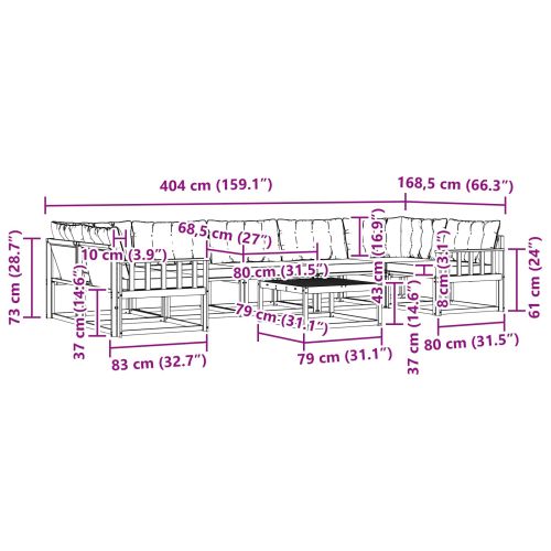 Комплект дивани за открито 8 pcs Естествено и черно