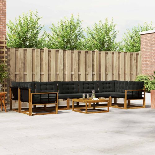 Комплект дивани за открито 8 pcs Естествено и черно