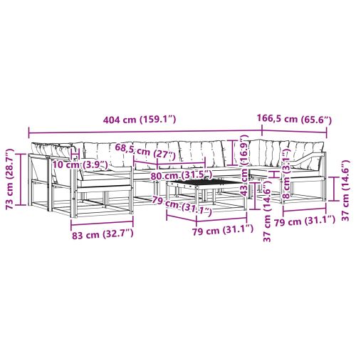Комплект дивани за открито 8 pcs Натурален и Крема
