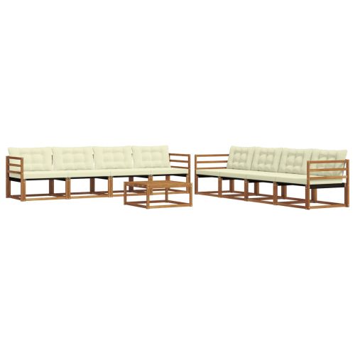 Комплект дивани за открито 9 pcs Натурален и Крема