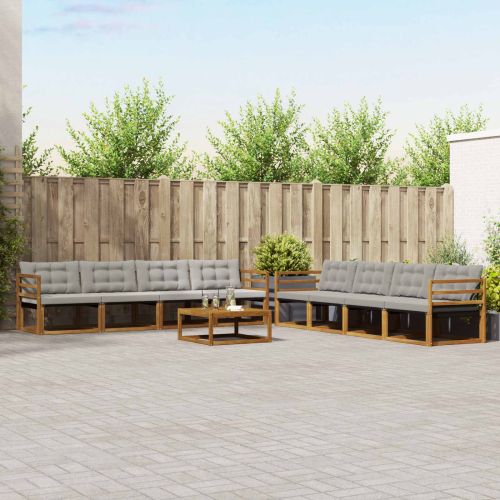 Комплект дивани за открито 9 pcs Естествено и светло сиво