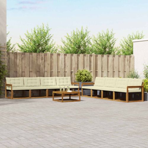 Комплект дивани за открито 9 pcs Натурален и Крема