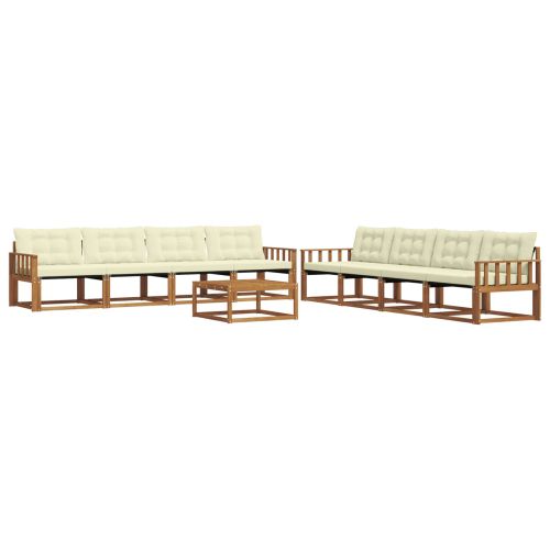 Комплект дивани за открито 9 pcs Натурален и Крема