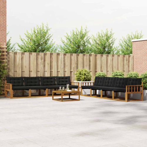 Комплект дивани за открито 9 pcs Естествено и черно