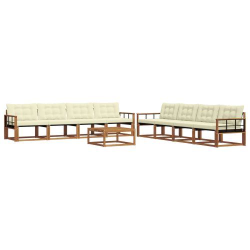 Комплект дивани за открито 9 pcs Натурален и Крема