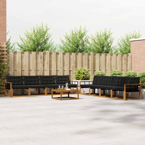 Комплект дивани за открито 9 pcs Естествено и черно