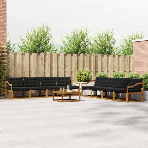 Комплект дивани за открито 9 pcs Естествено и черно