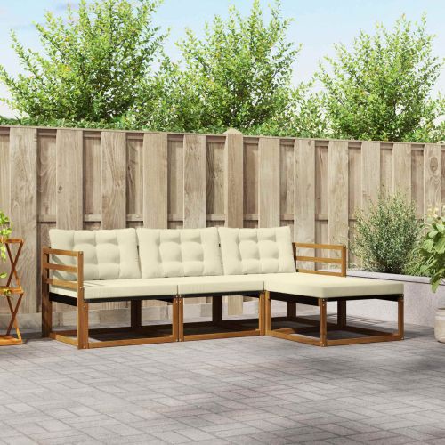Комплект дивани за открито 4 pcs Натурален и Крема