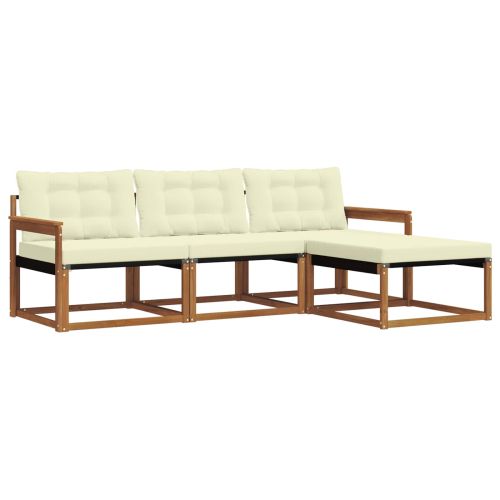 Комплект дивани за открито 4 pcs Натурален и Крема