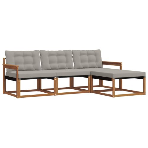 Комплект дивани за открито 4 pcs Естествено и светло сиво