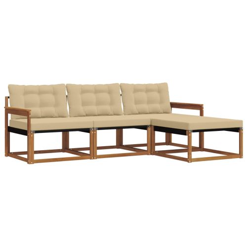 Комплект дивани за открито 4 pcs Натурален и Бежов