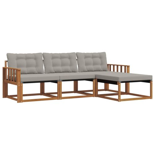 Комплект дивани за открито 4 pcs Естествено и светло сиво