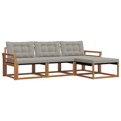 Комплект дивани за открито 4 pcs Естествено и светло сиво