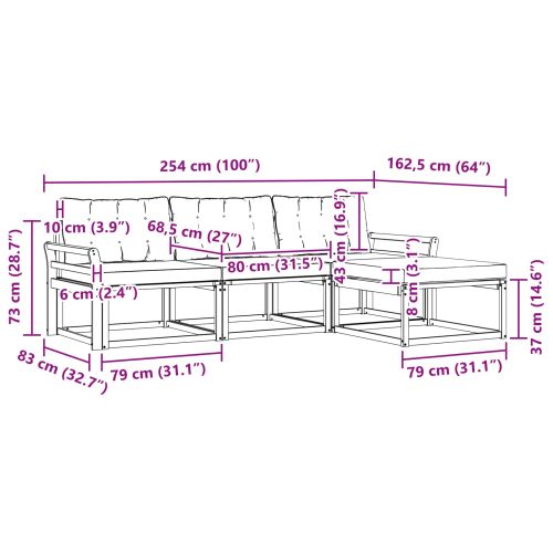 Комплект дивани за открито 4 pcs Натурален и Бежов